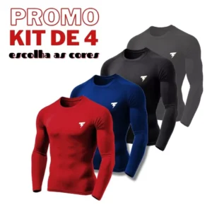 Promoção Kit 4 Camiseta Termica Masculina Segunda Pele Proteção Contra o Sol UV50+ Verão Camisa Malha Fria Compressão. Produto da shopee