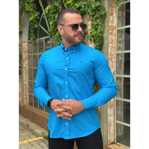 Camisa Manga Longa Masculina Nova Coleção Cores do P ao EG, Lindas cores. Produto da shopee, clica em comprar - Imagem 4