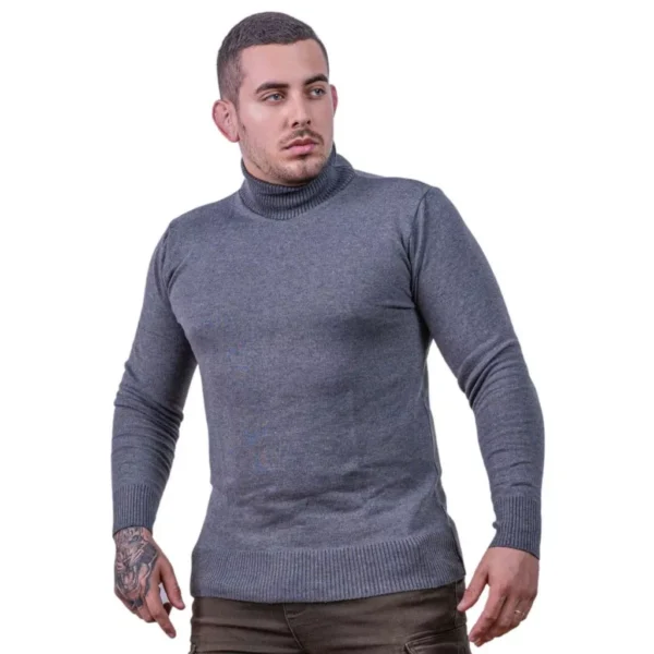 Blusa de Frio Masculina Cardigan Cacharrel Gola Alta Segunda Pele Básica Premium Sueter Tricot varias cores produto shopee - Imagem 2