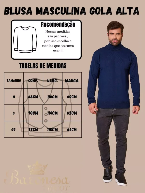 Blusa de Frio Masculina Cardigan Cacharrel Gola Alta Segunda Pele Básica Premium Sueter Tricot varias cores produto shopee - Imagem 6