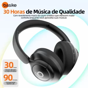 Fone de ouvido Bluetooth sem fio transparente com redução de ruído montado na cabeça ANC