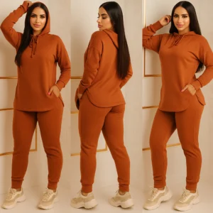 Conjunto Lanzinha mais vendidos casual capuz e cordão bolso moda feminina outono inverno 2025 despojado festa elegante produto shopee