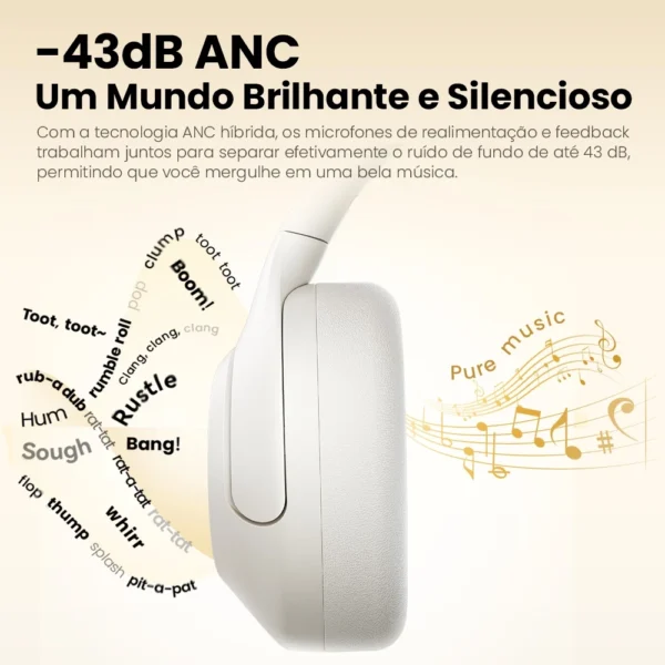 Haylou S30 ANC Fone De Ouvido Sem Fio Bluetooth 5.4 80 H Bateria Headphone com Microfone GamingHeadset - Imagem 4